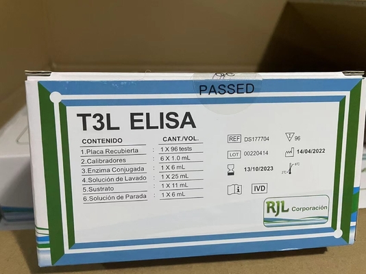 Kit uji FT3 ELISA yang mudah digunakan dengan umur simpan yang panjang dan metode pengawetan 2C-8C