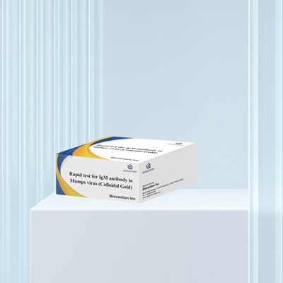 Tes cepat dengan akurasi emas koloid IgM antibodi terhadap virus mumps dalam format kaset / strip untuk hasil