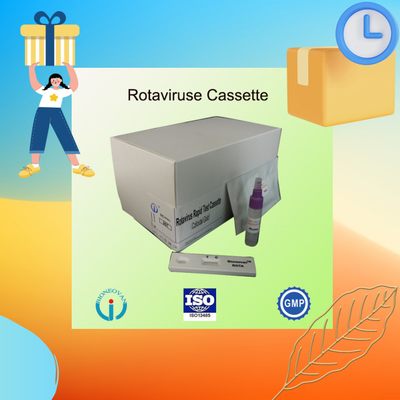 IVD Rotavirus Rapid Cassette Colloidal Gold Rapid Test untuk Diagnosis Rumah Sakit 2-30C Shelf Life 24 Bulan