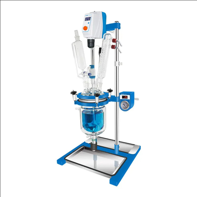 Instrumen medis Vacuum Glass Reactor 1L 2L 5L Mixing Glass Reactor Variable frequency speed control Reaksi kaca
