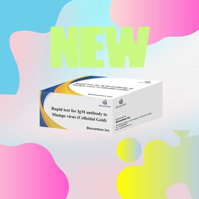 Tes cepat dengan akurasi emas koloid IgM antibodi terhadap virus mumps dalam format kaset / strip untuk hasil