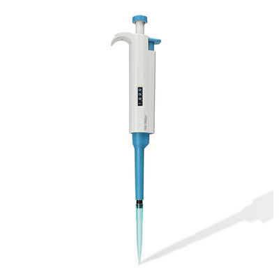 DLAB TopPette Single Channel Adjustable Micropipette dengan desain ringan yang ergonomis, tampilan volume digital yang jelas, dan bagian bawah yang dapat diklasifikasikan